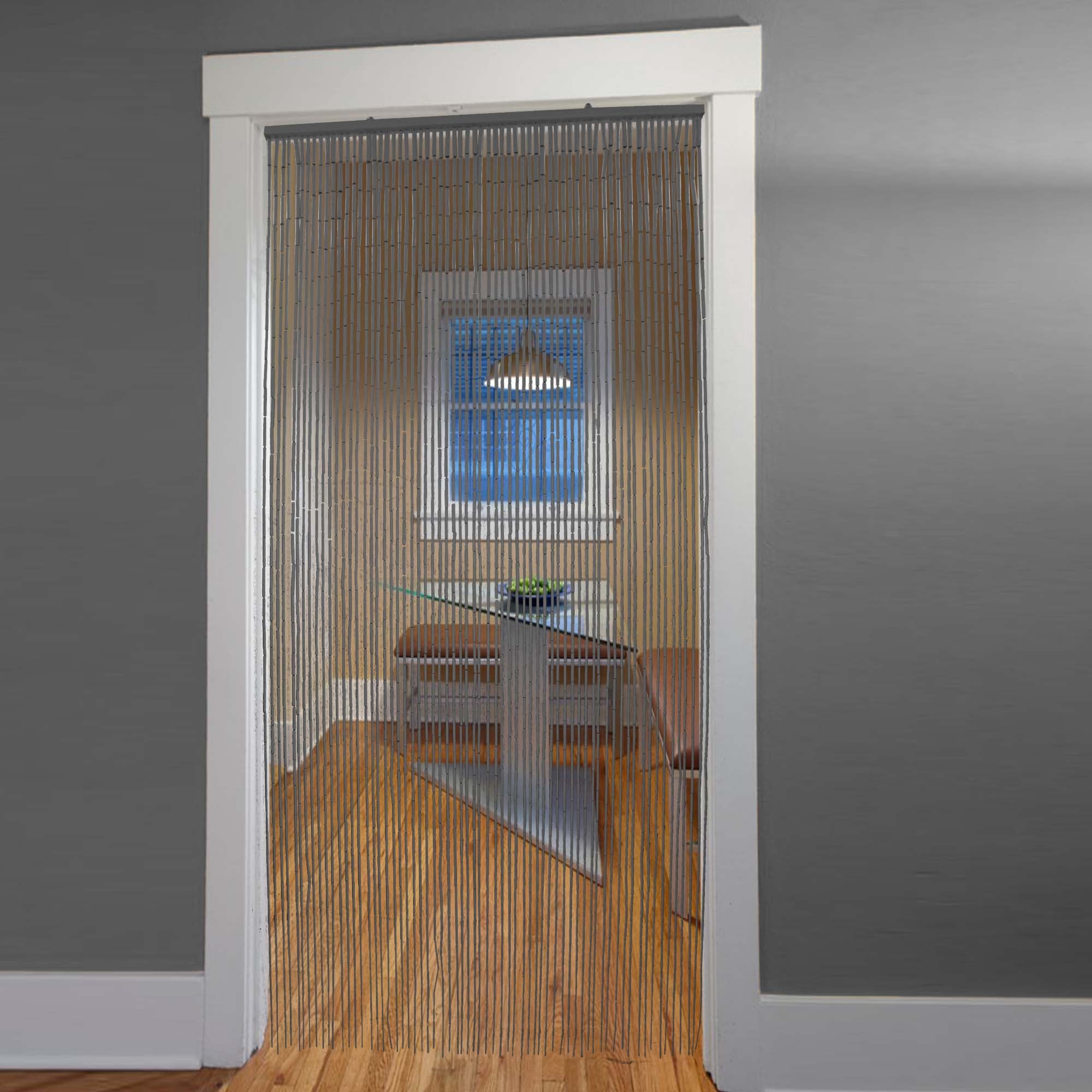 Bamboo Beaded Door Curtain 65 Strings 79" W x 36" W Gray