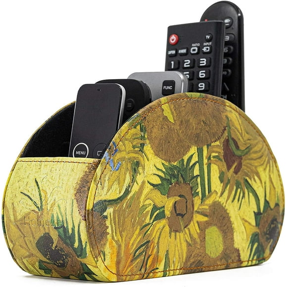Leather Remote Control Holder and Caddy Organizer Stand for TV Remote and Table Top