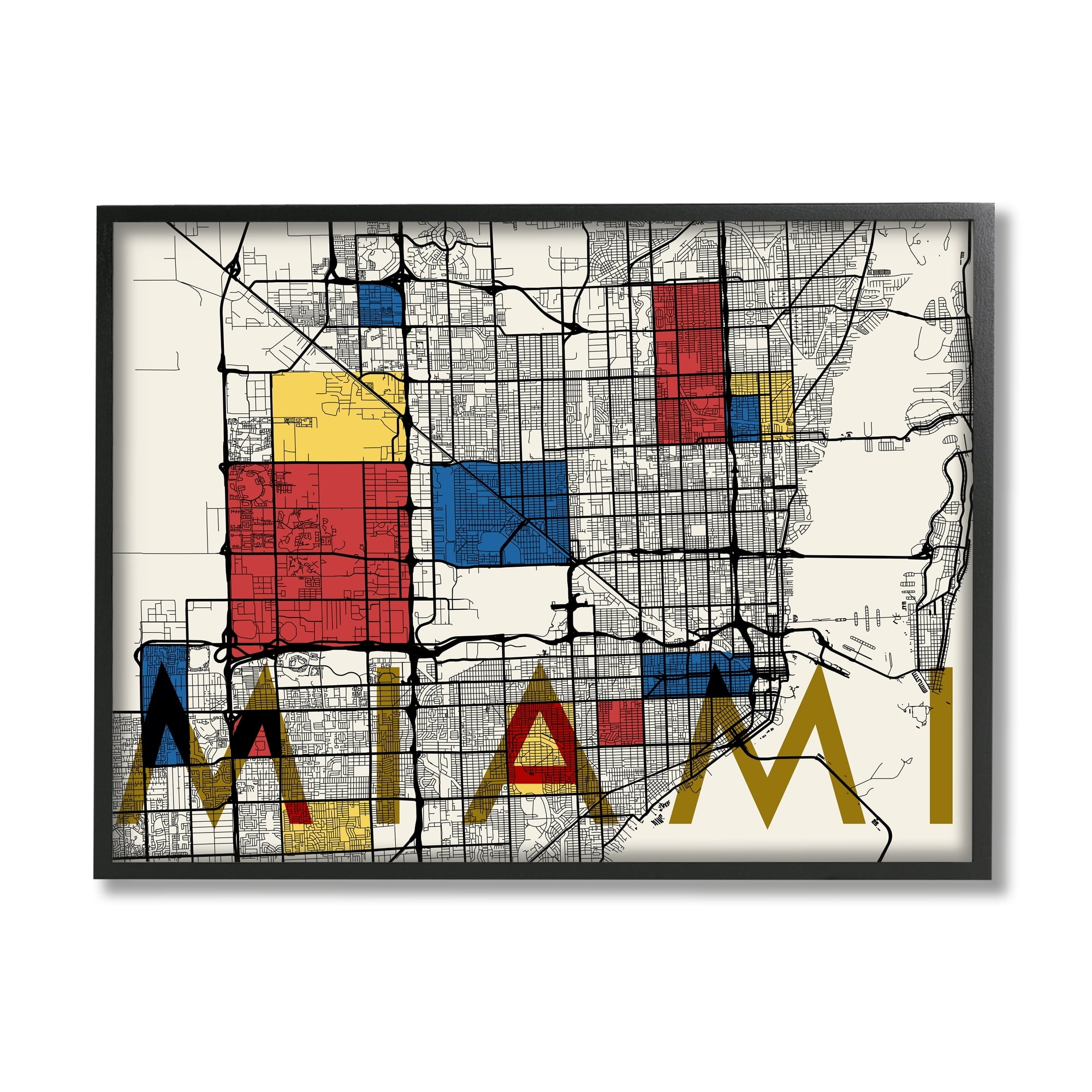 Stupell Industries Miami City Street Grid Abstract Block Shape Inspiration, 14 x 11, Design by Daphne Polselli