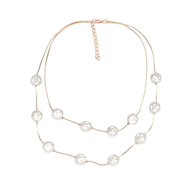 Youkk Mode Perle Choker Double Couche Réglable Simple Collier Dames Bijoux Fête de Mariage Collier d'Anniversaire