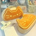 thumbnail image 2 of Ins Style Cute Orange Kitten Bread Large Capacity Stationery Storage Bag Student Pencil Case, 2 of 8