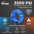 thumbnail image 3 of Blu Shield Slayer 1/4" x 35' Pressure Washer Hose 3500 PSI, Kink Resistant, Lightweight Hybrid, M22 Solid Brass Fittings, Non-Marking, Replacement for Ryobi, Sun Joe, Greenworks, Karcher, Craftsman, 3 of 9