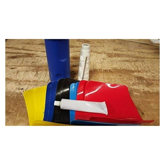 Inflatable Repair Kit - PVC Vinyl Patch Kit for Bounce Houses, Water Slides - 5x6.25 Inch Multi-Color Patches with Adhesive & Thread