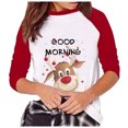 thumbnail image 1 of Moda mujer Navidad cuello redondo manga larga Patchwork impresión camiseta Casual blusa Tops Pompotops gfhjh4523, 1 of 6