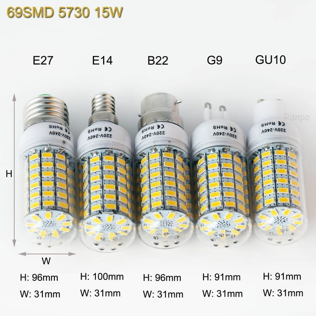 Bombillas LED de maíz, Base de tornillo de bayoneta, ampolla 5730 SMD, lámparas de mesa para dormitorio y hogar, 5W, 7W, 9W, 12W, 15W, 25W, E27, E14, B22, G9, GU10, 220V
