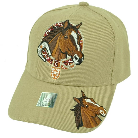 Horse Riding Race Rodeo Animal Mustang Khaki Adjustable Hat Cap Curved Bill