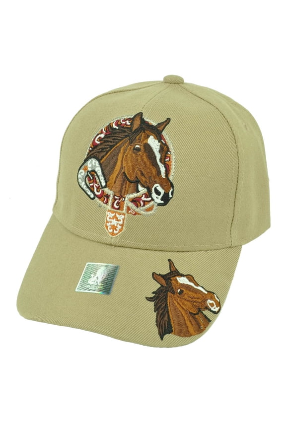 Horse Riding Race Rodeo Animal Mustang Khaki Adjustable Hat Cap Curved Bill