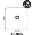 thumbnail image 2 of Jumbo 2 Gallon Food Storage Bags, 50 Count, Double Zipper Seal, Heavy Duty, 2.5 Mils Thick (2 Packs of 25), 2 of 6