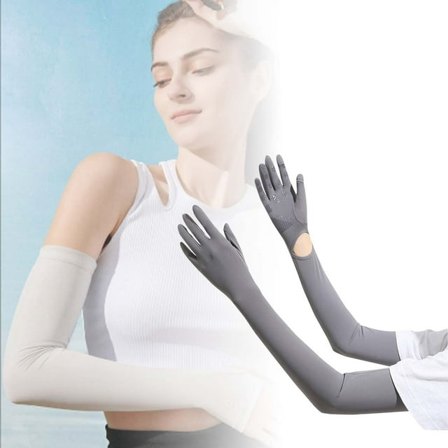 Full Finger Ice Silk Sun Protective Arm Sleeves And Gloves Set For Outdoor Cycling Sports With Breathable UPF 50+ Technology