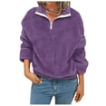 thumbnail image 2 of Fanxing 1/4 Zip Pullover for Women Fleece Lined Long Sleeve Sweatshirt Casual Plush Fluffy Zipper Pullovers Tops Activewear S/M/L/XL/XXL/XXXL/XXXXL/XXXXXL, 2 of 7
