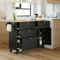 thumbnail image 6 of Kitchen Island with Seating - Includes 2 Stools, Adjustable Shelf, and Storage, Rubberwood Drop-Leaf Design for Dining Room and Kitchen, 6 of 31
