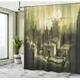 thumbnail image 5 of Ambesonne Grey Shower Curtain, Gothic Dark City Scenery, 69"Wx84"L, Pale Green White, 5 of 5