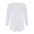 thumbnail image 3 of Teissuly Women Spring Solid Color Skinny Bottom Shirt Solid Color V-Neck Seven Sleeve Top, 3 of 5