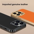 thumbnail image 4 of High quality leather phone case for iPhone 14 Promax metal electroplating lens frame protective cover, 4 of 10