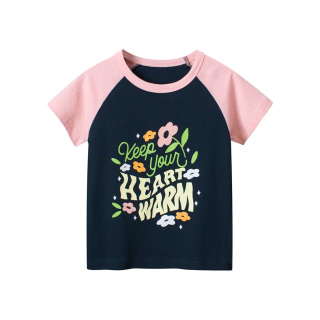 Ropa de verano para niños y niñas de 2 a 8T, camiseta de algodón de manga corta con estampado de grafiti, camiseta para niños, Top, atuendo infantil Tan Jianjun unisex