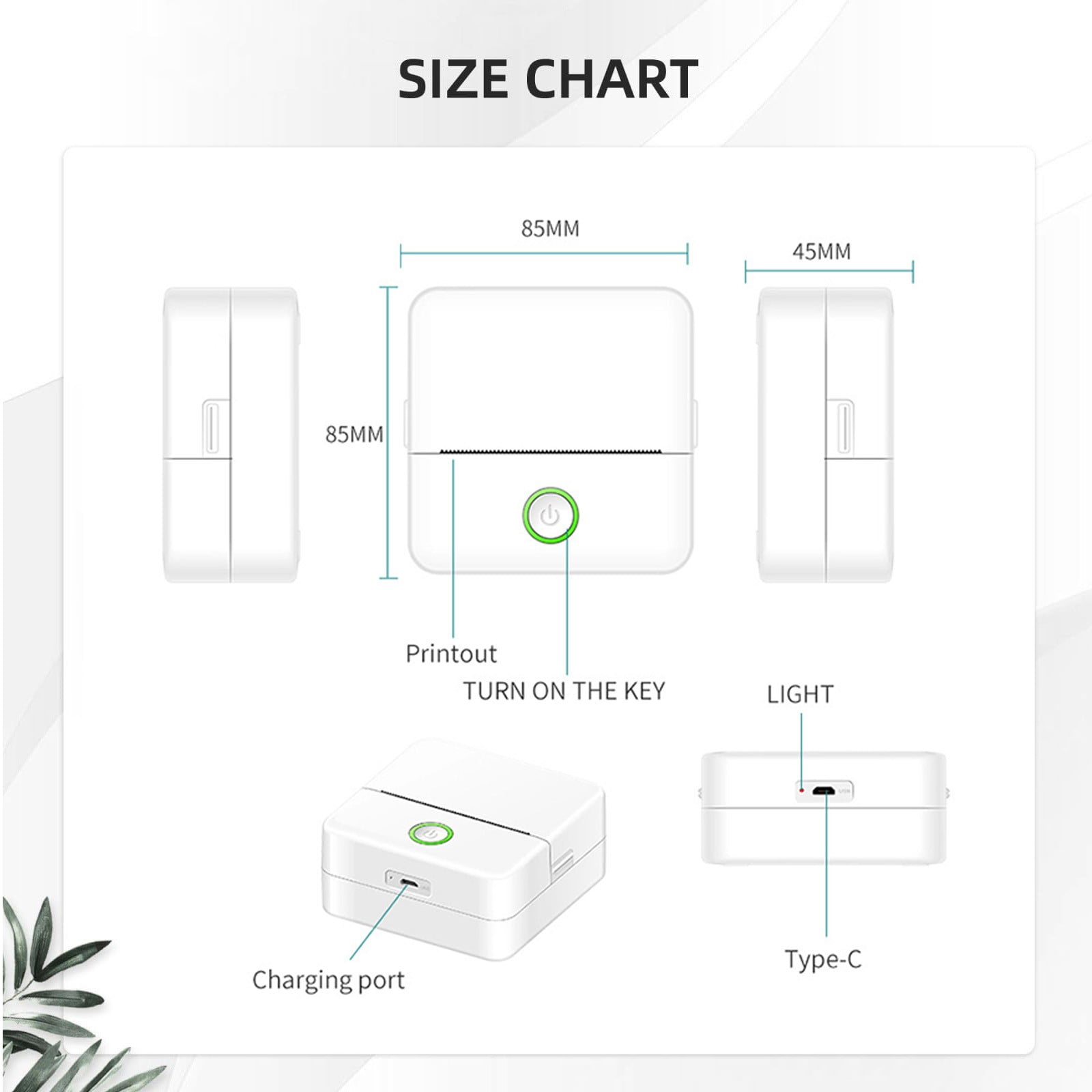 Bluetooth Mini Printer Ecohintz Portable Mini Bluetooth Thermal Printer - Wireless Sticker Maker for Phone & Tablet, Compact Design, Includes Paper Roll & Charger for Notes, Photos, Journaling