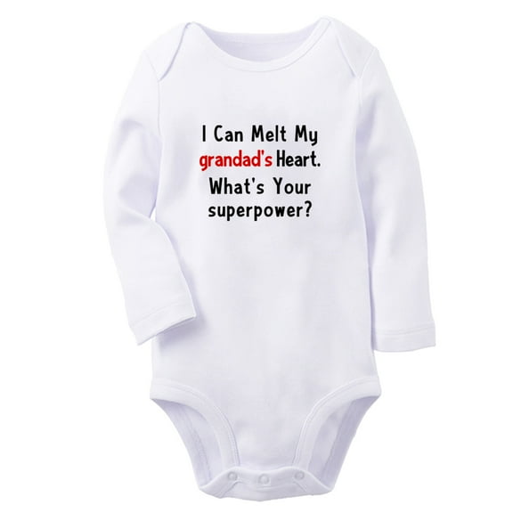 I Can Melt My Grandads Heart Whats Your Superpower Funny Rompers, Newborn Baby Unisex Bodysuits, Infant Jumpsuits, Toddler 0-12 Months Kids Long Sleeves Oufits (White, 6-12 Months)