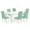 thumbnail image 2 of East West Furniture Logan 7-piece Wood Dining Set in Linen White/Pond, 2 of 6