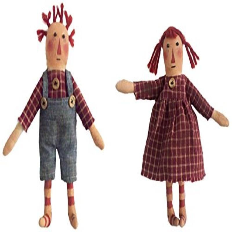 Craft Outlet Fabric Raggedy Ann And Andy Doll Set 9 Inch