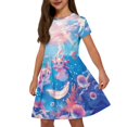 thumbnail image 2 of Binienty Axolotl Dress for Girls 3-4 Cute Soft Short Sleeve Dress Kids Lightweight A-Line Sundress with Pockets Children Summer Outfits, 2 of 6