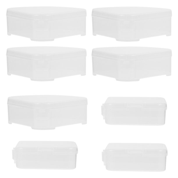 8 cajas pequeñas de plástico para borlas de maquillaje triangulares y cuadradas.