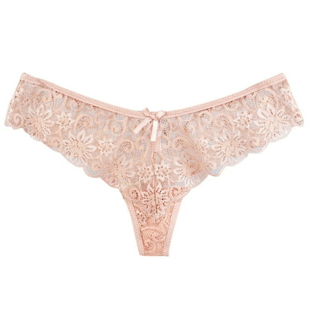 

BIZIZA Women Briefs Underwear Floral Sexy Seamless Lace Breathable Panty Pink S