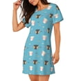 thumbnail image 2 of Easygdp Cat Fish Camisón de manga corta para mujer, informal, estampado, 2 of 6