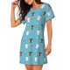 thumbnail image 2 of Fotbe Cat Fish Bata de Dormir para Mujer con Estampado, Camisón de Algodón de Manga Corta, Ropa de Dormir Casual, 2 of 6
