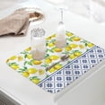 thumbnail image 2 of Summer Fresh Lemon Dish Drying Mats for Kitchen Counter Indigo Blue Tile Pattern Microfiber Absorbent Dish Drainer/Rack Mat Reversible Hangding Quick Drying kitchen Mat, 18x24inch Machine Washable, 2 of 6