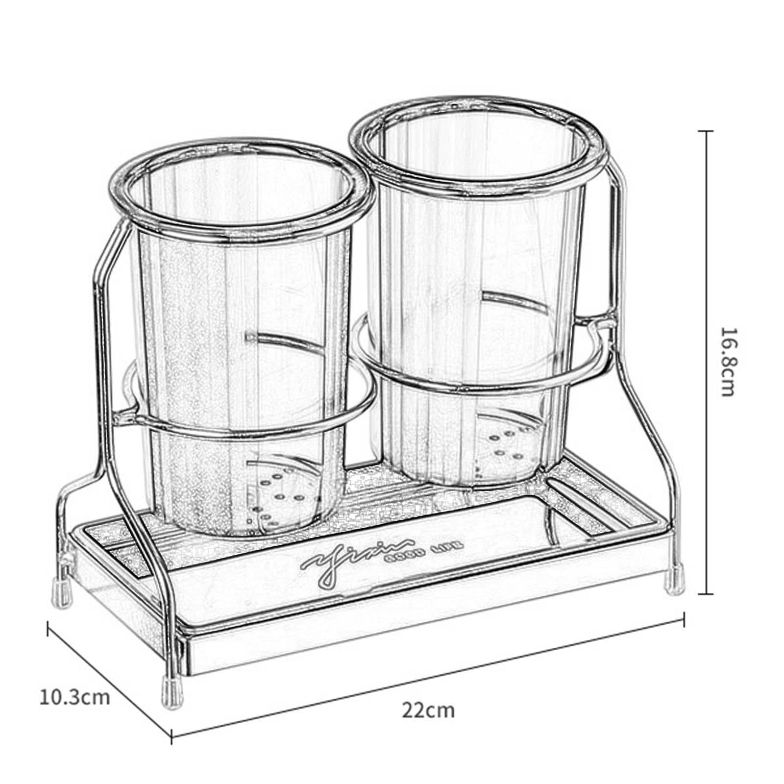 Fiocias Kitchen Utensil Holder Handy Utensil Pot 2 Cup Utensil Organizer Cooking Utensil Clear
