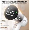 thumbnail image 3 of Fabric Shaver, Electric Lint Remover, Rechargeable Lint Shaver, Sweater Defuzzer to Remove Pilling, Battery Operated, 6-blade, 3-speed with LED Display for Clothes, Upholstery, Furniture, White, 3 of 7