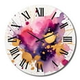 thumbnail image 4 of Designart "Strokes in Purple and Pink II" Fractals Oversized Wall Clock, 4 of 5