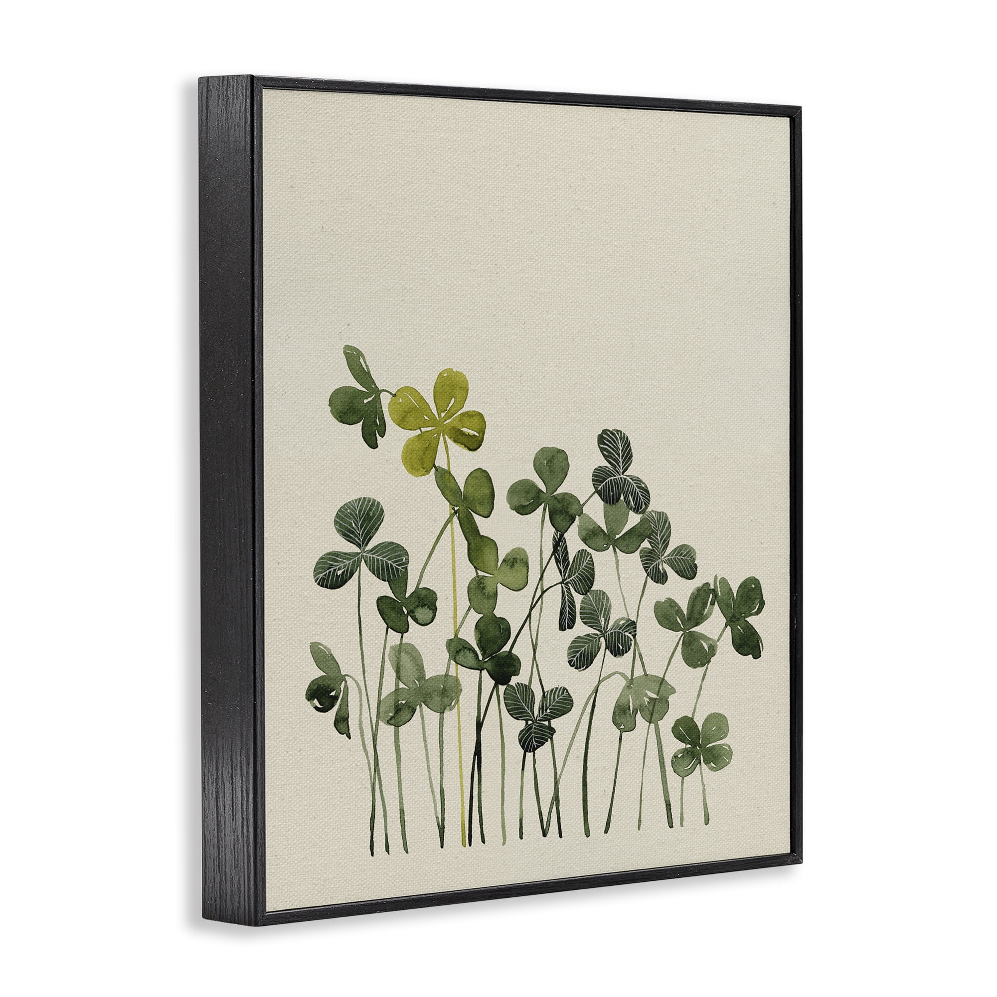 Hidden Gems Clovers Black Framed Giclee Art, design by Grace Popp