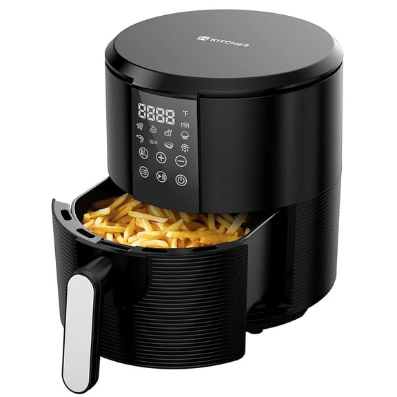 KITCHER 1200W 3.5Qt Air Fryer with Touch Digital Screen and 50 Cookbooks, Easy to Use, Black