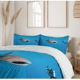 thumbnail image 6 of Ambesonne Shark Duvet Cover Sets, Giant Fish Ocean Diving, 2-Queen, Violet Blue Pale Grey, 6 of 7