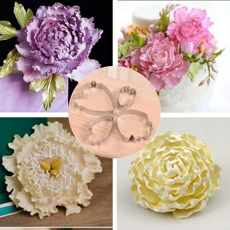 

Kitchen Decor Household Cartoon Stainless Steel Baking Mould 4PC Cartoon Peony Flower Candy Flower Cutting Mould Kitchen Gadgets