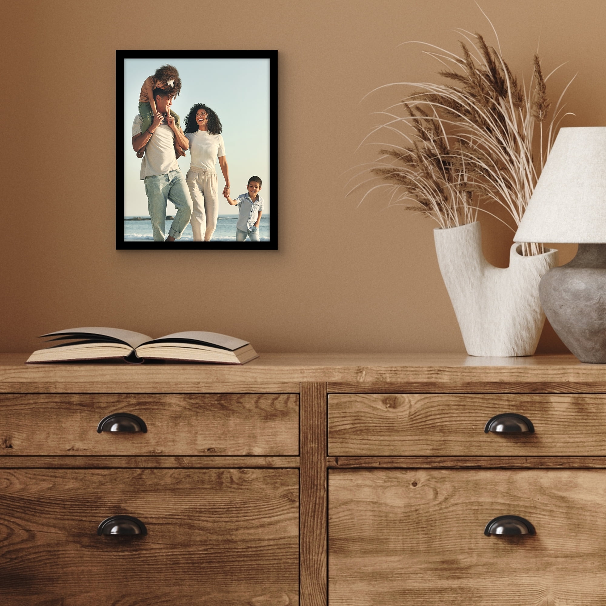 Americanflat 8x10 Picture Frame with Shatter-Resistant Glass Streamline Collection Thin Border Photo - Black