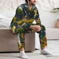 thumbnail image 7 of Picia Cozy Cottage Lakeside Sunset Pattern Men’s Long-Sleeve Sleepwear Set - Soft 2-Piece Loungewear with Pockets, Comfy PJs for Relaxing Nights-Small, 7 of 7