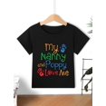 thumbnail image 3 of Camiseta de algodón con cuello redondo y manga corta con estampado de dibujos animados "My Nanny and Poppy Love Me" para niñas, camiseta informal de verano, transpirable y ligera., 3 of 7