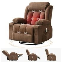 EuKer Recline Rocker Swivel Chair, Rocker Recline with Massage and Heat for Bedroom, Living Room, Brown