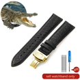 thumbnail image 3 of Correa de reloj de piel de cocodrilo de cuero genuino para hombre y mujer, hebilla de mariposa con aguja para Mido Longines Famous Master Omega IWC Watchband, 3 of 5