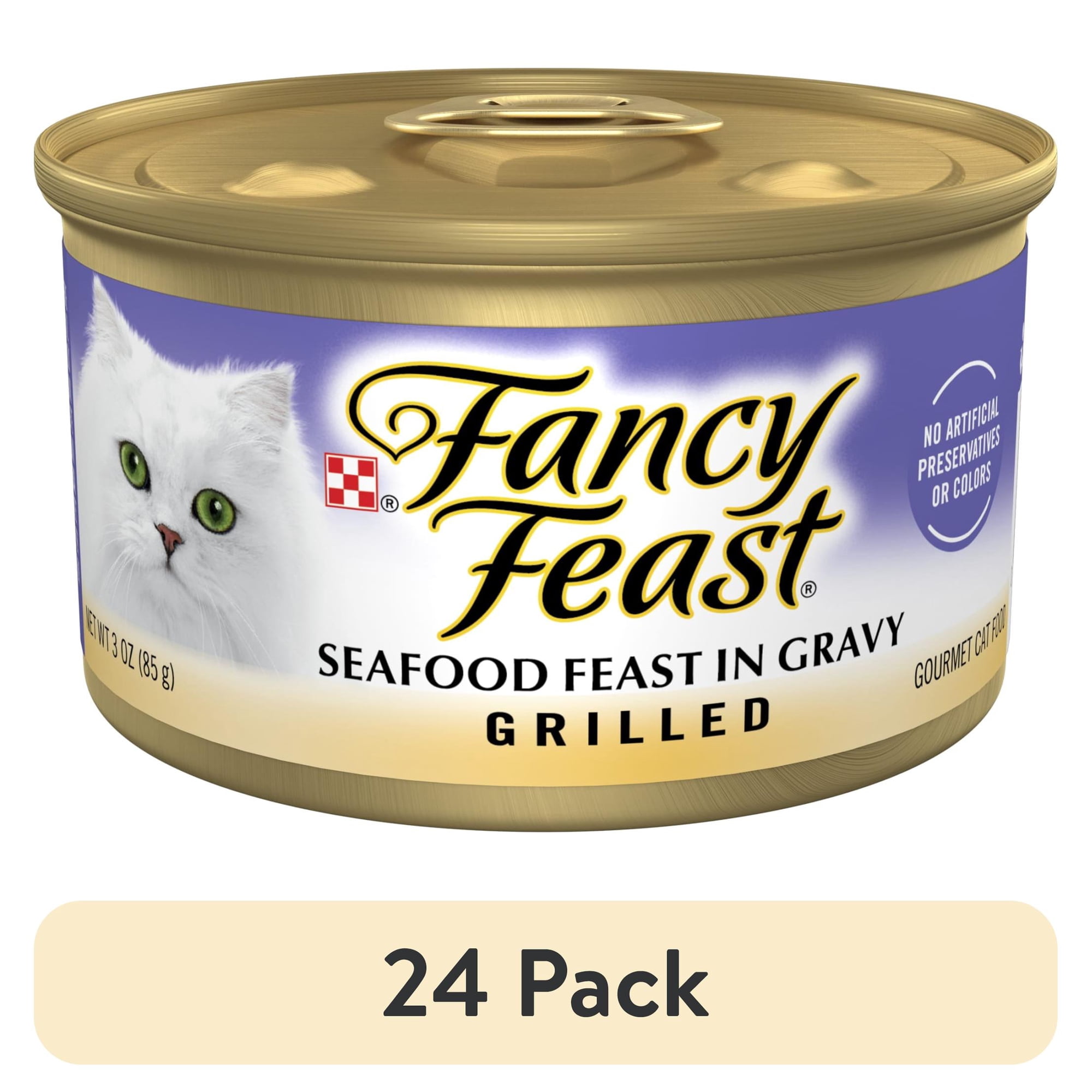 (24 pack) Purina Fancy Feast Seafood Feast in Gravy Grilled Wet Cat Food  3 oz Cans (24 Pack)