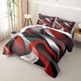 thumbnail image 3 of Homewish Red Spiral Stripes Quilt King,Aesthetic Geometric King Coverlet Set,3pcs, 3 of 7