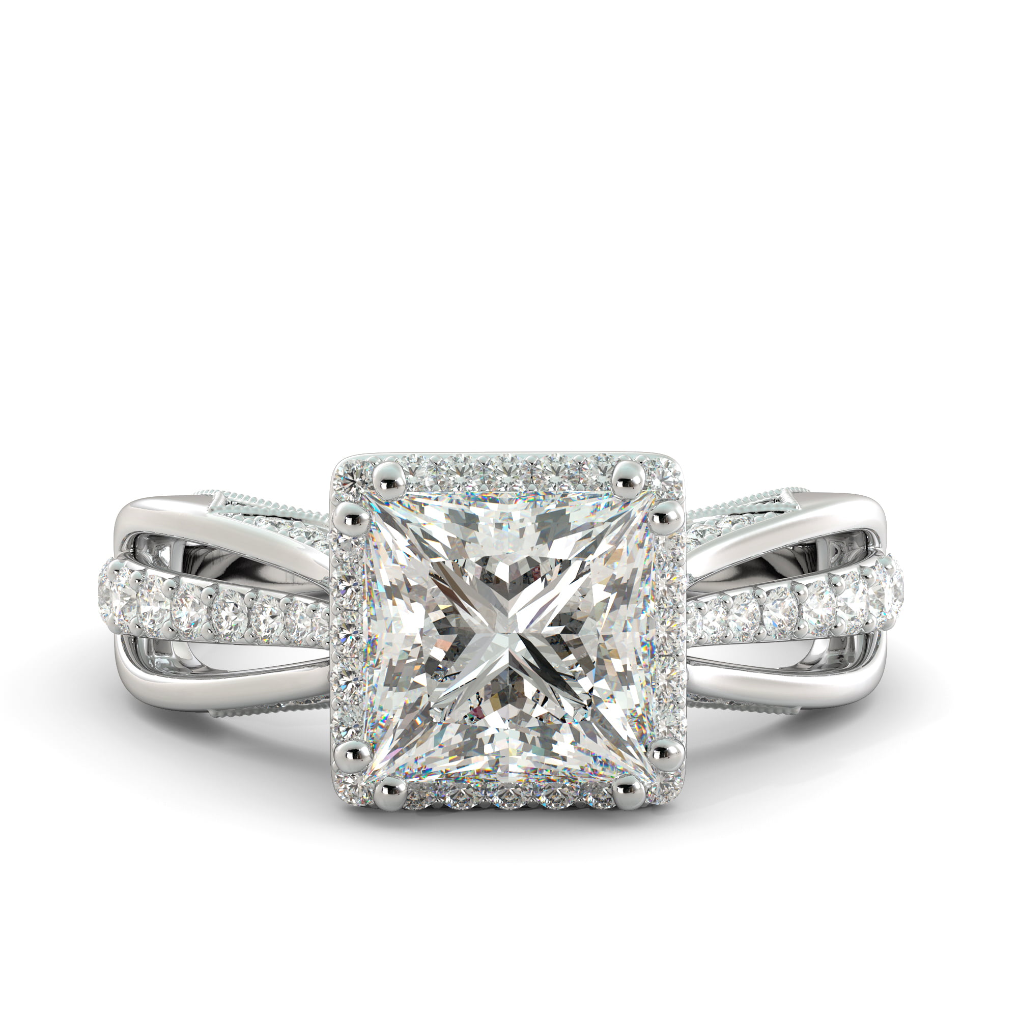 3.25 CT Princess Cut Diamond Engagement Wedding Ring 14k Solid White Gold 