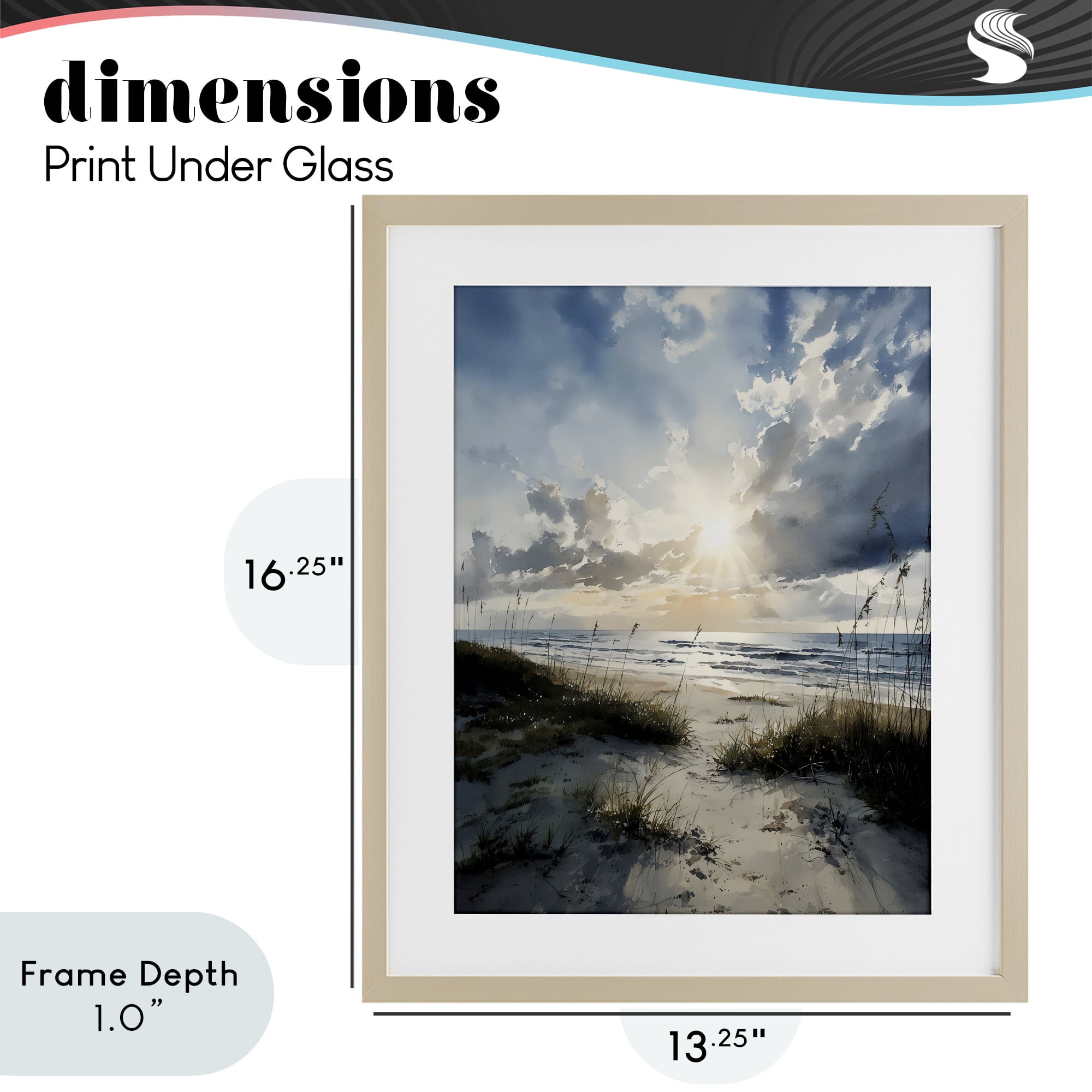 Stupell Industries Sunshine On The Beach Birch Framed Print Under Glass, design by Franklyn Gregory