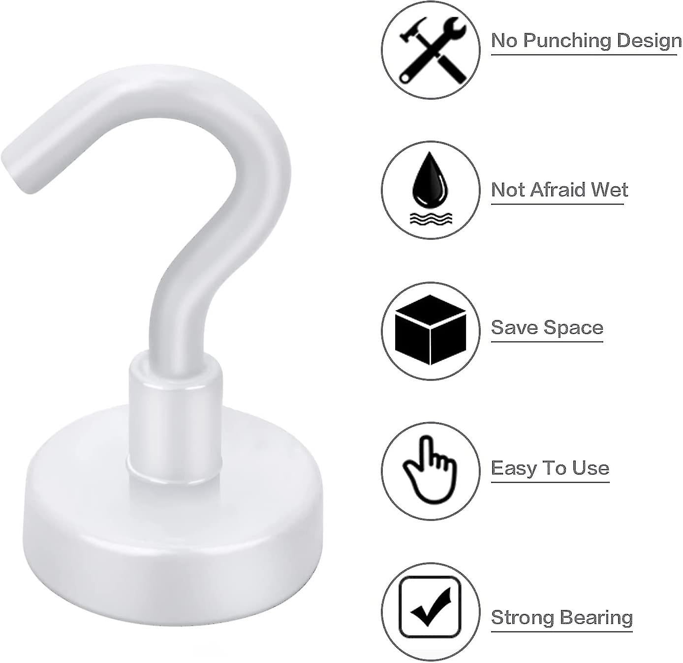 Strong Magnetic Hooks Heavy Duty, 22lbs Rare Earth Magnets For Refrigerator, Home, Kitchen, Office , Cruise U2013 10 Pack(white)