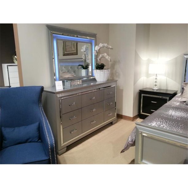 Item description glamour reigns in the design of the allura collection. homelegance 1916 6 allura collection mirror led lighting silver 47 25 x 1 5 x 38 in