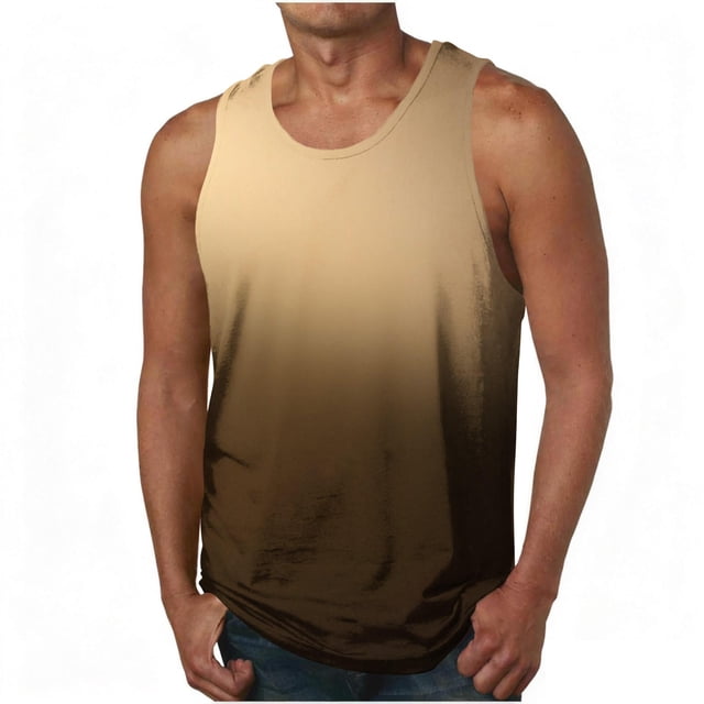 Ceisia Men's Summer Casual Gradient Tie-Dye Sleeveless Tank Top Breathable Stretch Jersey Multicolor XXL Gifts