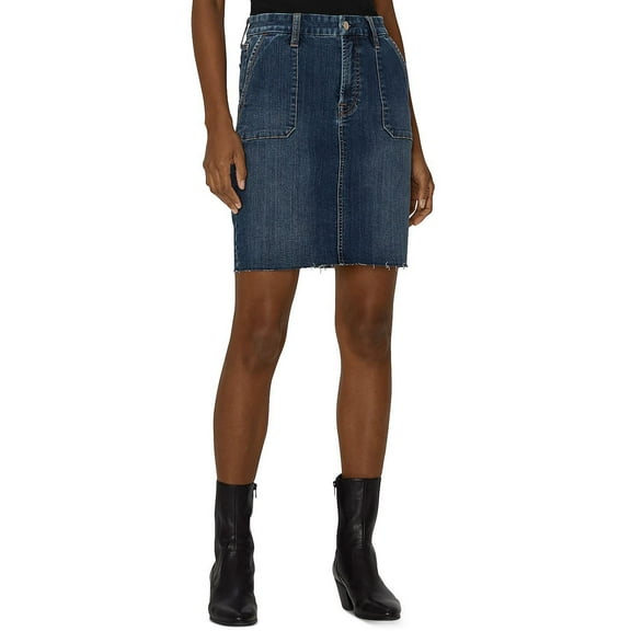 Jen7 Womens Raw Hem Midi Pencil Skirt