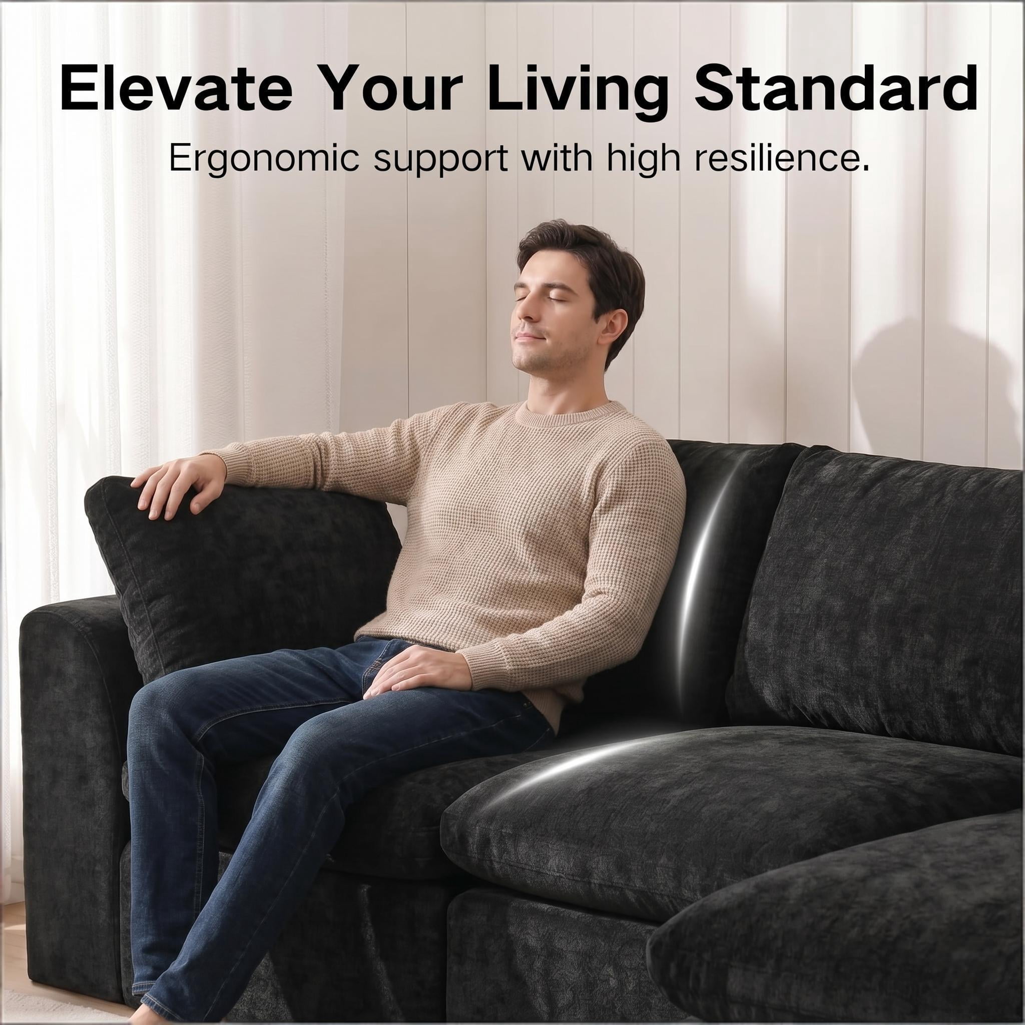 7 Seater Cloud Couch, No Assembly Required Modular Boneless Sofa, Comfy Deep Seat Sectional Sofa for Living Room, Bedroom, Apartment